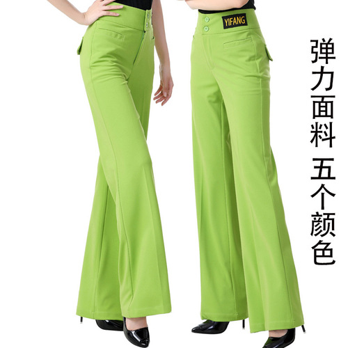 Modern Dance Pants New Women's High-Waisted Ballroom Social Dance Pants Loose Flared Wide Leg Latins Dance Pants