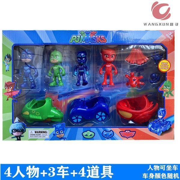 Pijamas completos pequeños héroes juguetes gatos niños búhos niñas niños paredes máscaras enmascaradas