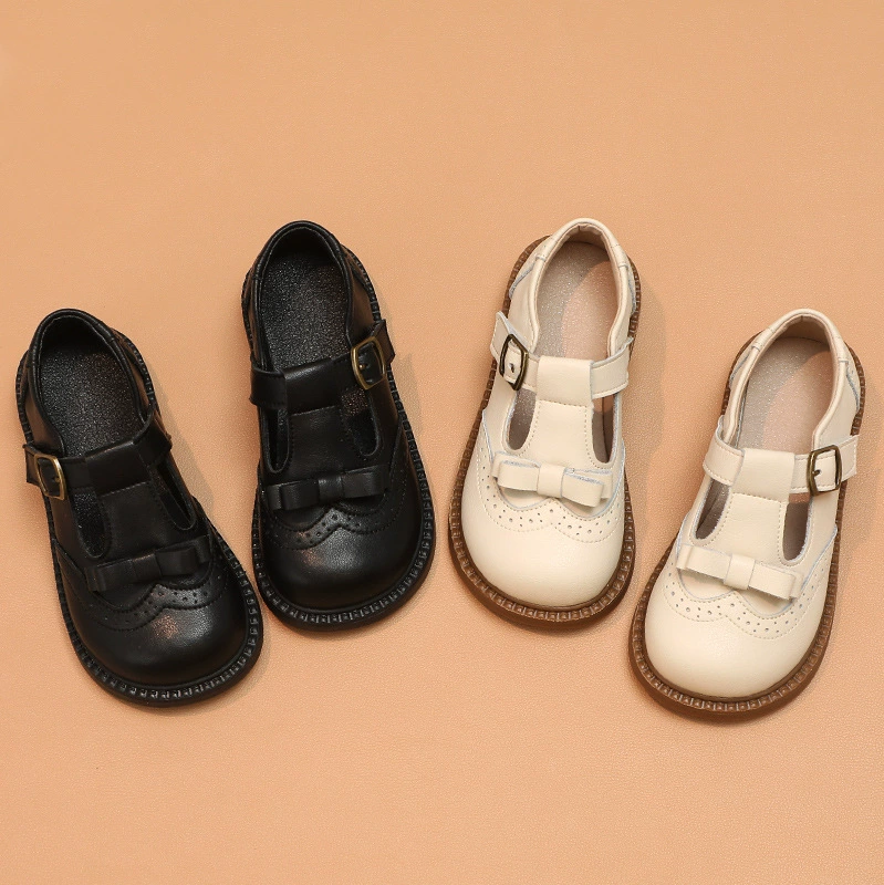 Кожаная обувь для девочек, детская черная обувь для выступлений, весенне-Осенняя обувь британской принцессы из натуральной кожи на мягкой подошве для 223850