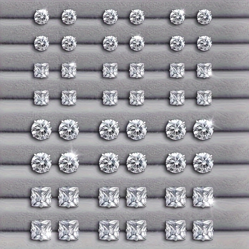 Cross-border 24 pairs of round square earrings suit jewelry shiny rhinestone inlay casual fashion gifts manufacturers wholesale Cross-border 24 pairs of round square earrings suit jewelry shiny rhinestone inlay casual fashion gifts manufacturers wholesale