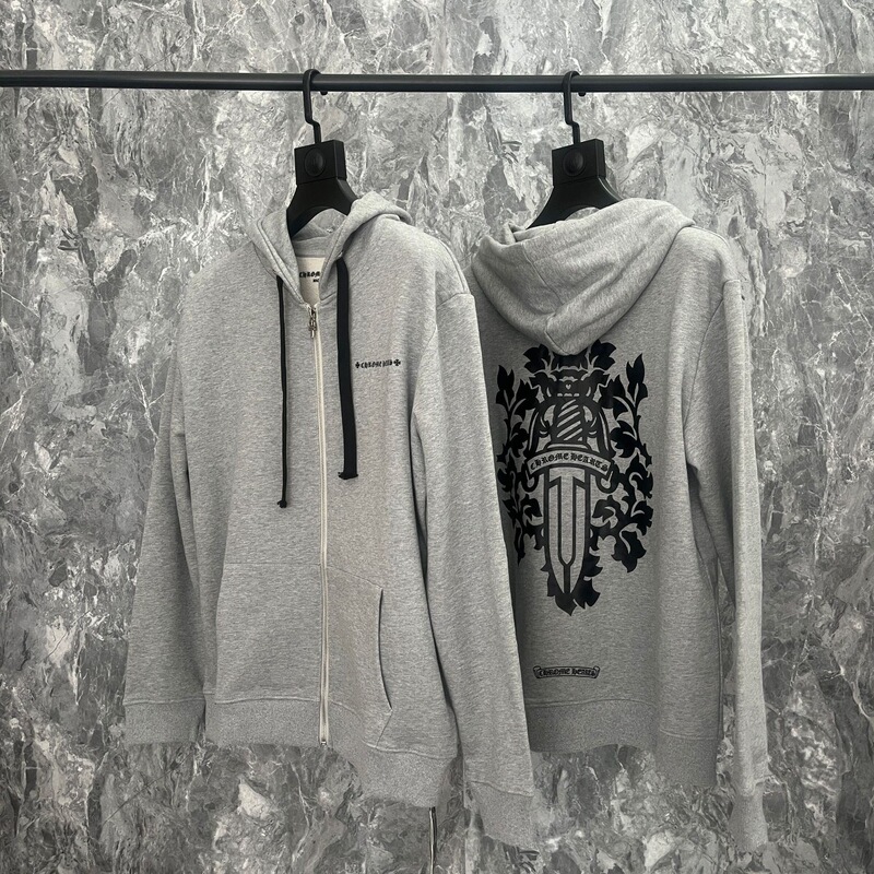 24ss年新款高品质Chrome Hearts 马蹄十字架连帽拉链卫衣工厂批发|undefined
