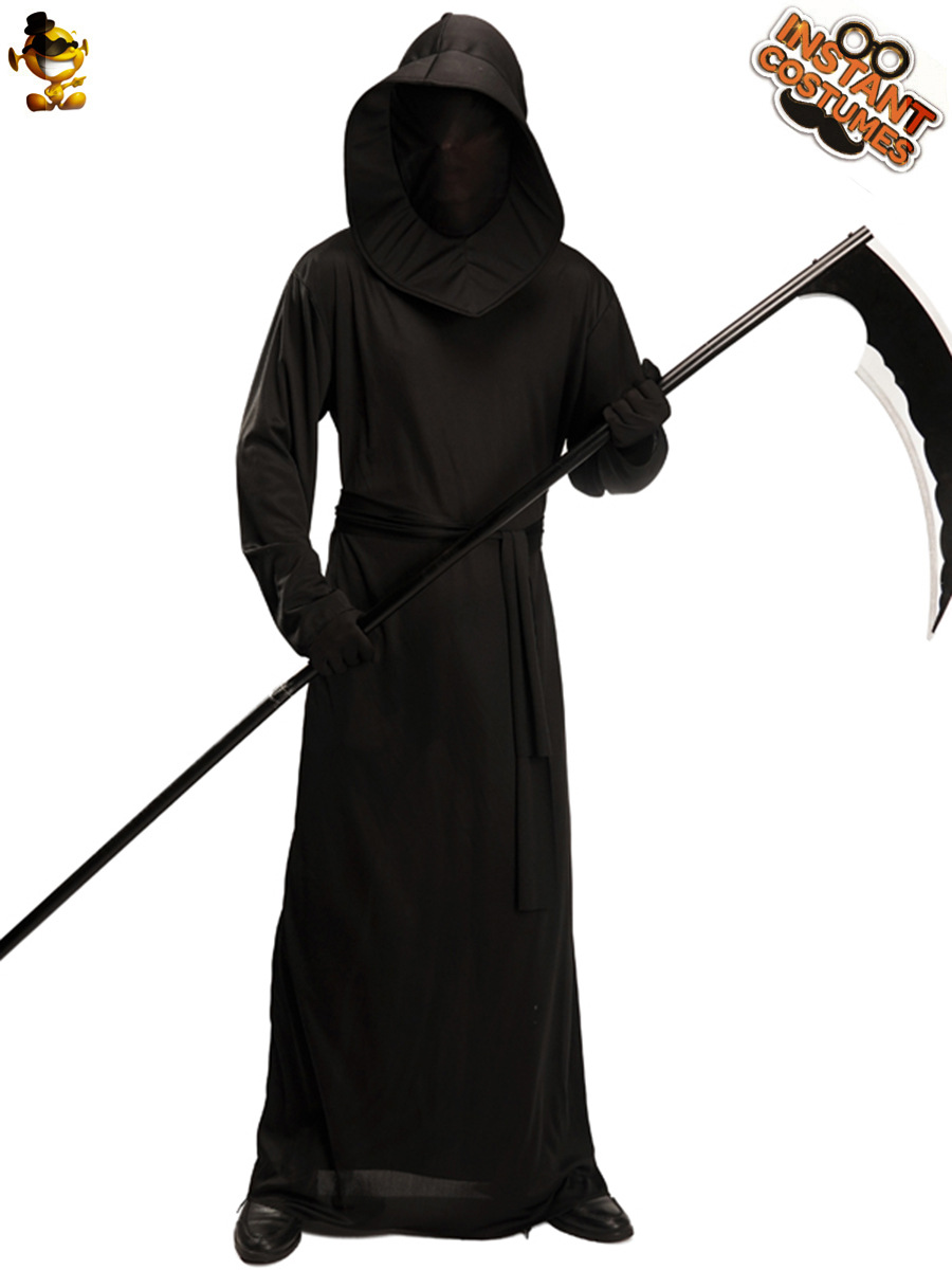 Gran hombre negro diablo Halloween traje fantasma Festival hoz monstruo hoz rol juego muerte etapa rendimiento traje image 6