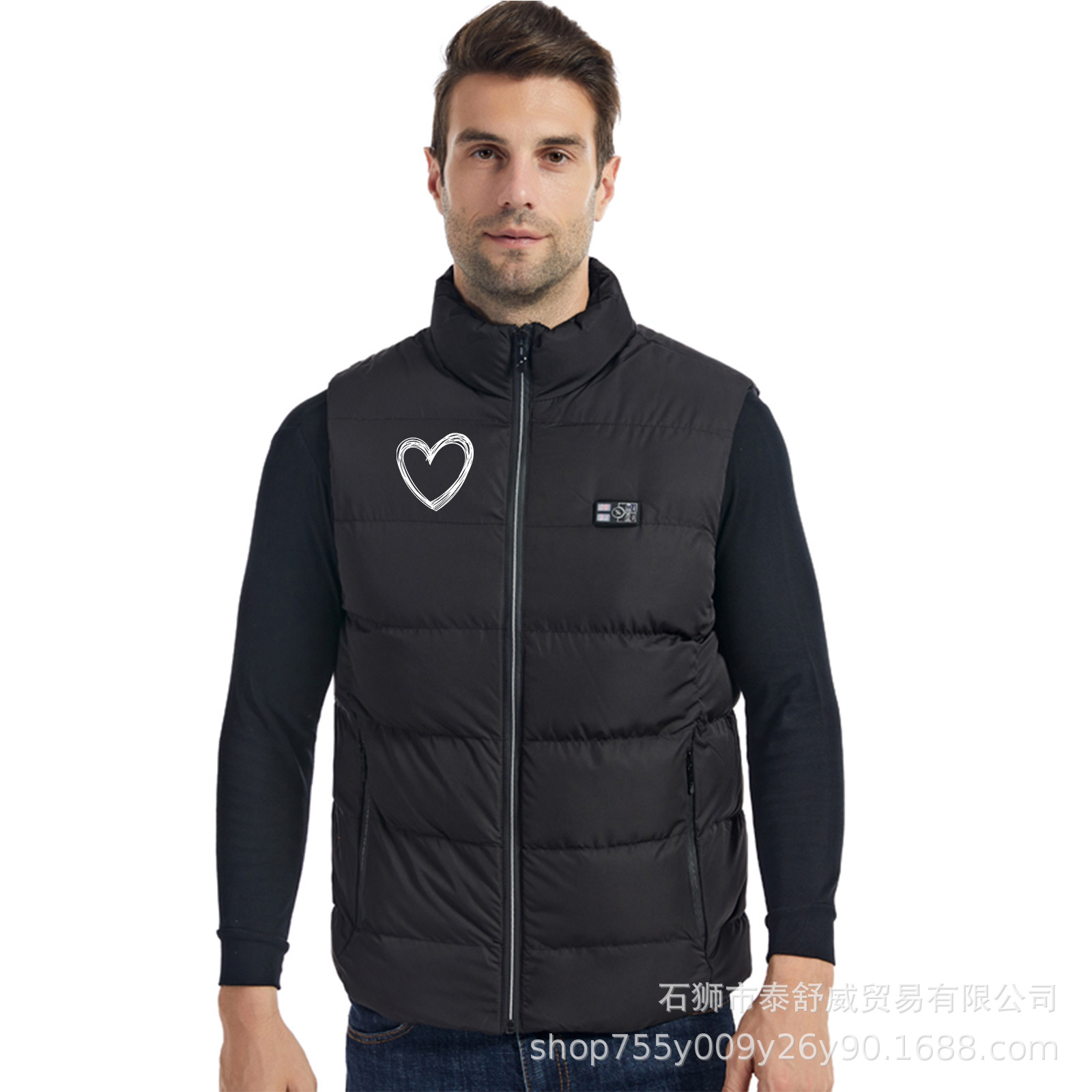 Nuevo chaleco calefactor inteligente de invierno Chaleco calefactor eléctrico con temperatura de visualización Chaleco calefactor eléctrico para hombre con estampado