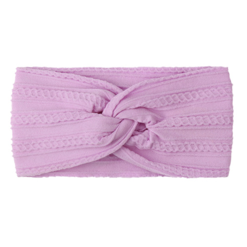 New children's hair band baby solid color nylon jacquard wide cross headscarf baby turban hair band