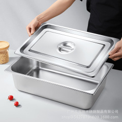 包郵便卸売りステンレスの数鉢食堂で料理鉢バイキングの長方形の数鉢保温台料理鉢を作る