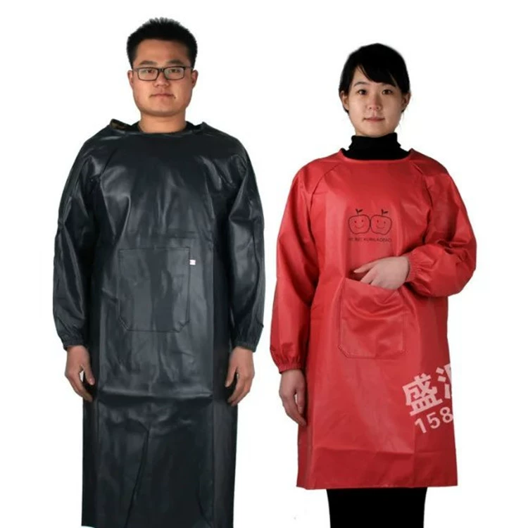 Бесплатная доставка, пальто, обратная одежда, фартук шеф-повара из мягкой кожи, маслостойкий и водонепроницаемый фартук средней длины для мужчин и женщин.