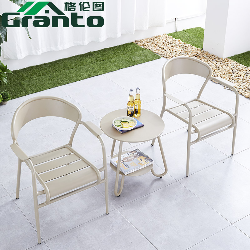 Leisure chair outdoor table and chair courtyard simple outdoor balcony iron tea table outdoor cast aluminum tea table suit combination