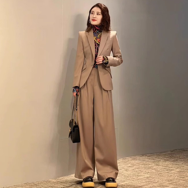 Autumn khaki classic suit jacket