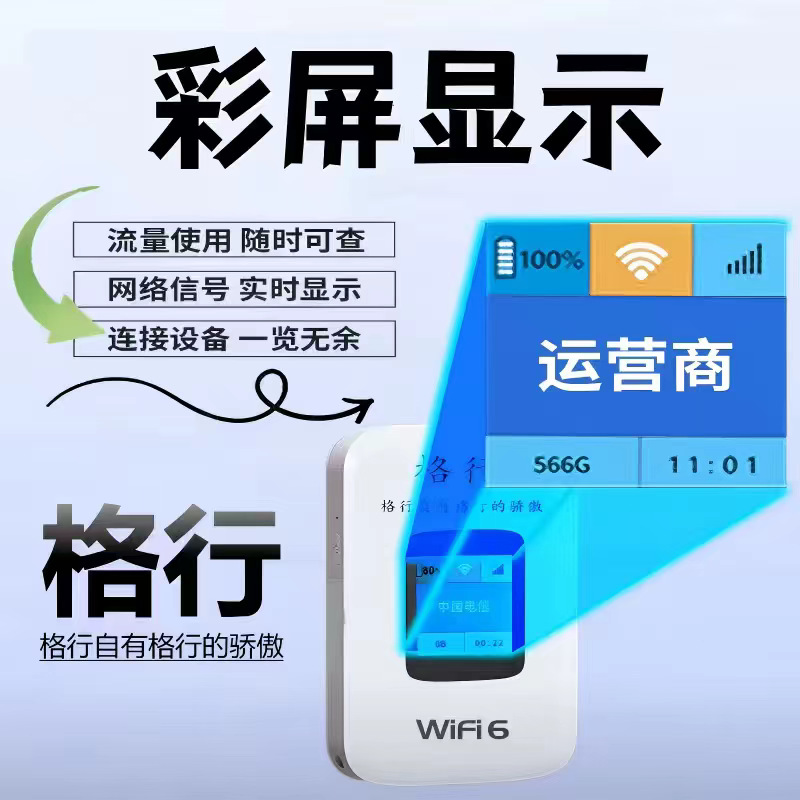 WiFi 6 Portable Router with Color Display, 3C Certified