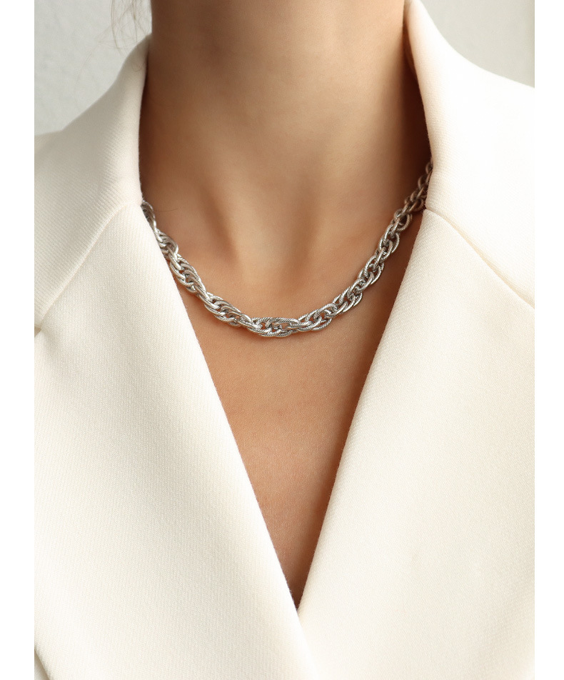 Fashion Hand-woven Chain Titanium Steel Necklace Bracelet display picture 8