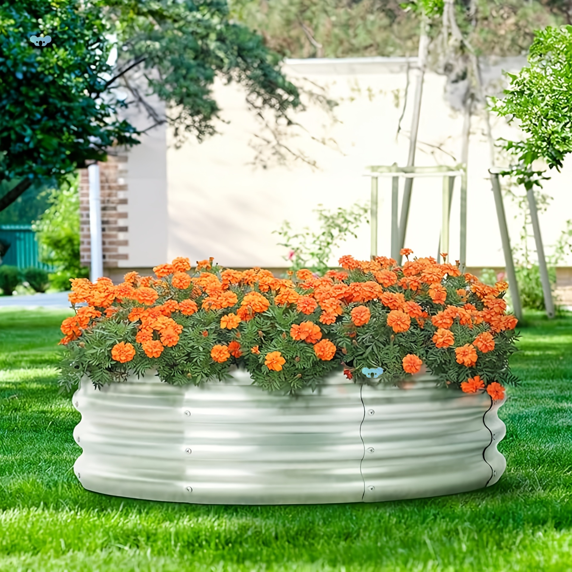 Galvanized Planter Raised Bed, 3x3x1FT Metal Planter Box