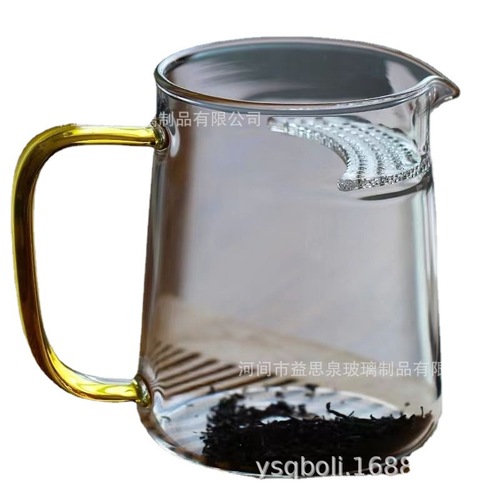 Heat-resistant glass tea cup male cup tea leakage integrated green tea cup with filter tea dispenser crescent fair cup tea set