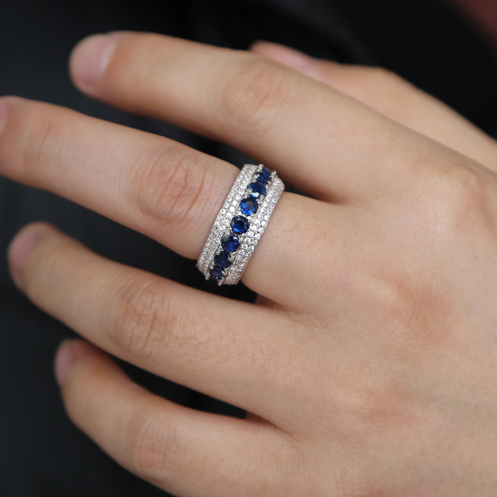 Round Pattern Men'S Gender Hip-hop Round Copper Inlay Zircon Men's Rings