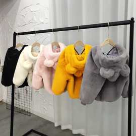 宝宝外套男女童秋冬季新款棉服韩版儿童皮加绒厚棉袄短款毛毛衣