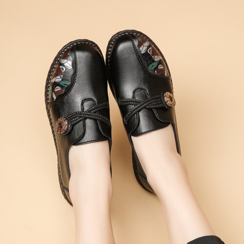 New spring and autumn mother's shoes soft-soled single shoes middle-aged and elderly women's shoes middle-aged and elderly comfortable runnyue leap month new leather shoes