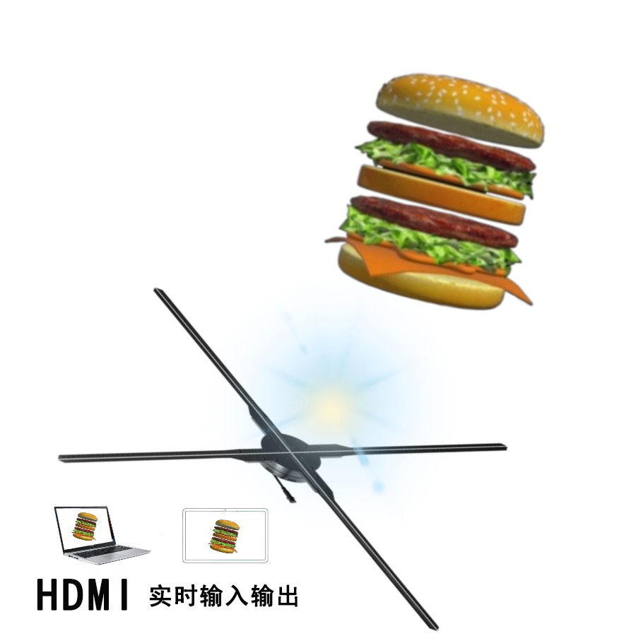 裸眼3d全息风扇HDMI100cm实时输入输出广告机空气成像屏悬浮立体