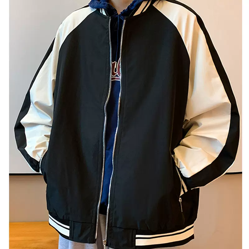 定制夹克外套男春秋季薄款立领韩版潮牌宽松休闲运动上衣个性男装