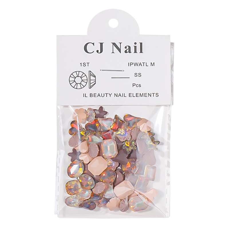 Caramelo popular en línea Maillard señaló diamante en forma especial K9 Mocha caramelo uñas joyería Otoño e Invierno decoración blanca
