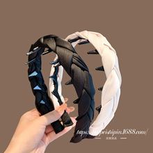 黑色宽边复古发箍高级感轻奢麻花辫女日常外戴高颅顶头箍韩国新款