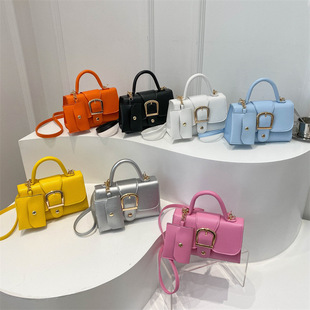 Candy Color Small Square Bag 2024 New Style Simple Retro Handbag Trendy Western Style Bag Crossbody Shoulder Bag Women's Bag