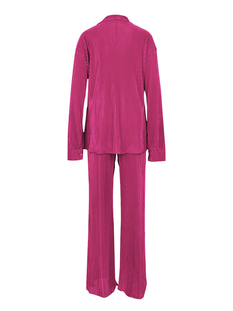 Women's Pant Sets Solid Colour Pleated Long Sleeved Suit Autumn_voghion.com