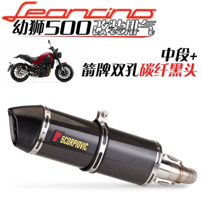 Suitable for Benelli lion cub Exhaust pipe - middle-section-wrigley-double-hole-carbon-fiber-blackhead