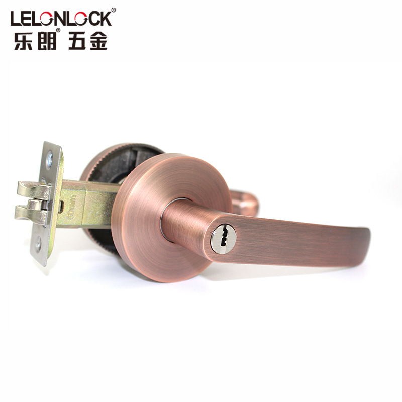 Lelang puerta interior de tres polos manija de la cerradura de baño cerradura de la puerta de canal multi-color opcional Mute cerradura de la puerta con llave