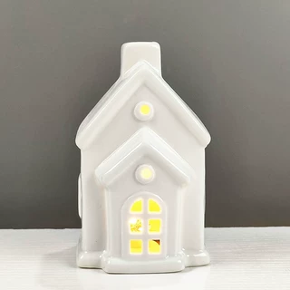 欧美陶瓷圣诞家居装饰品圣诞工艺品创意摆设LED镂空房子跨境批