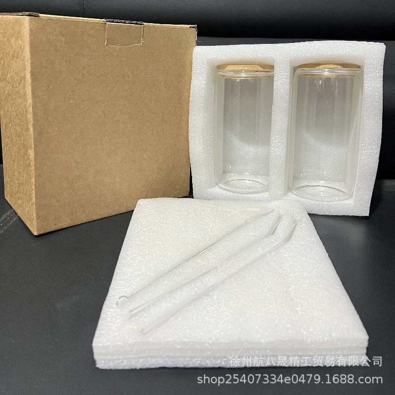 Taza de Coca-Cola Amazon Taza de vidrio transparente de alto silicio con paja y tapa Taza de café Taza de vidrio