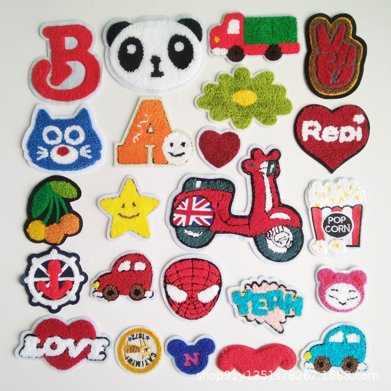 Towel Embroidery Computer Embroidery Label DIY Towel Embroidery Patch Parent-child Clothing Accessories Badge Cloth Label Embroidery Cloth