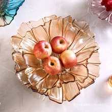 零食糖果盘茶几ins北欧风风个性创意水晶玻璃干果水果盘家用客厅