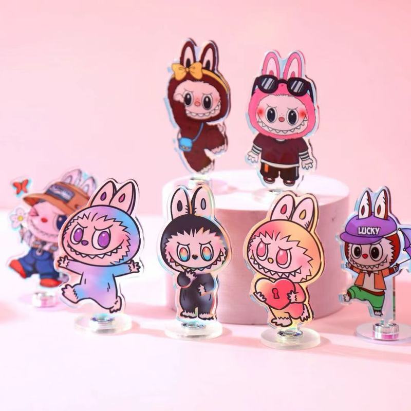 新しいラブブ回転スタンドクリエイティブかわいいブラインドボックスLABUBUアクリルデスクトップ装飾品子供のギフト|undefined