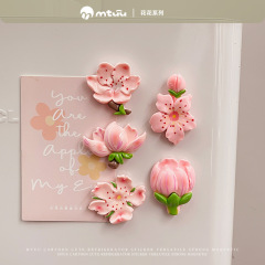 冷蔵庫用マグネット、中国風の花、桃の花、創造的な立体的な高価値の新しい中国風のオフィスの花の開花と富の装飾