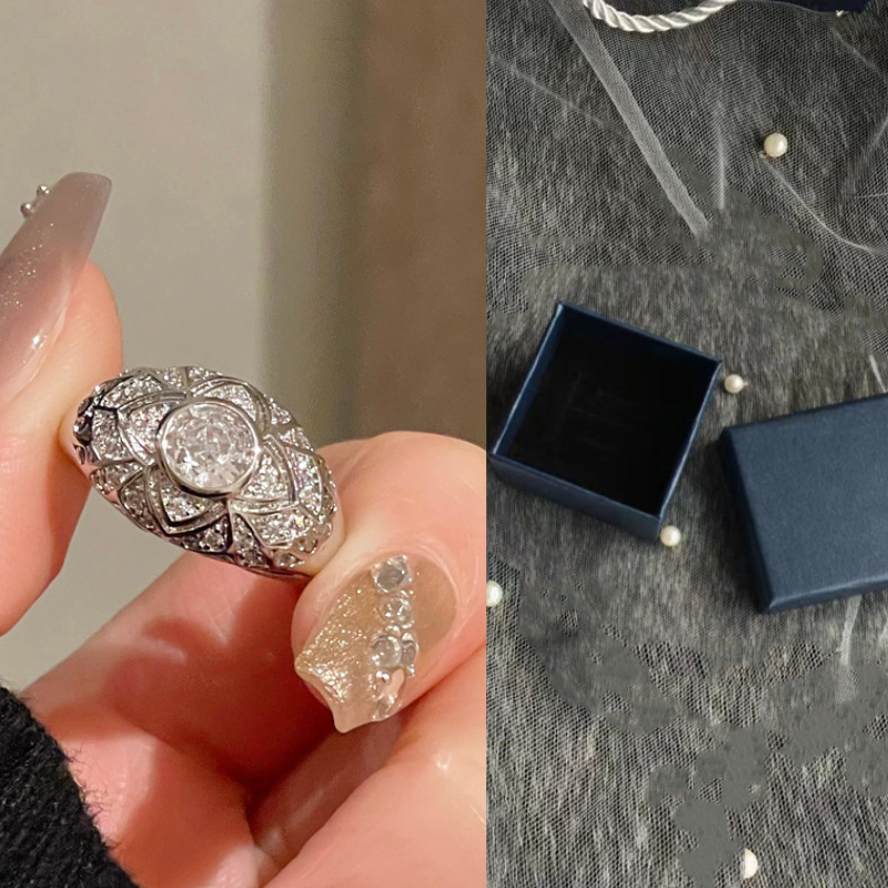 일반 선물 상자 포함 - 궁전 복고풍 스타일 반지 - 인증서 포함