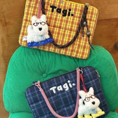 Tagi哈兜編み小枕充綿刺繍手提げ片肩防打防振パソコンバッグノートバッグ格子
