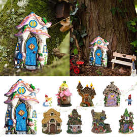 精灵仙女门童话门庭院木制树木装饰 木质摆件花园装饰品工艺品