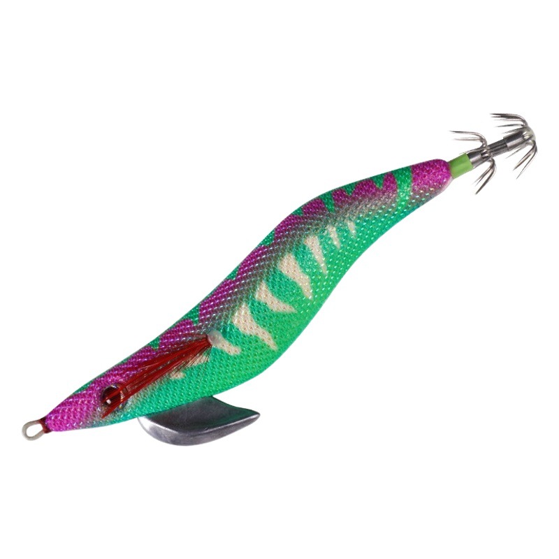 LETOYO3.5 Cebo de camarón de madera y calamar, gancho de soplador luminoso, cebo de carretera, cebo falso, pulpo, pulpo, aparejos de pesca Weihai