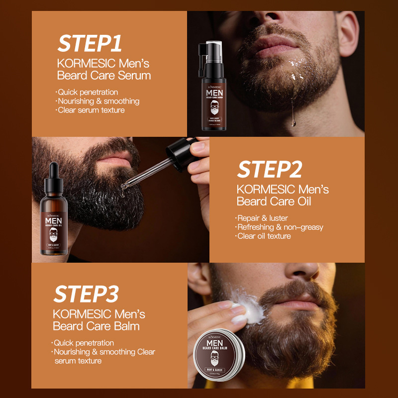 KORMESIC men 's beard care kit box facial humectante humectante fabricantes de comercio exterior transfronterizo al por mayor image 4