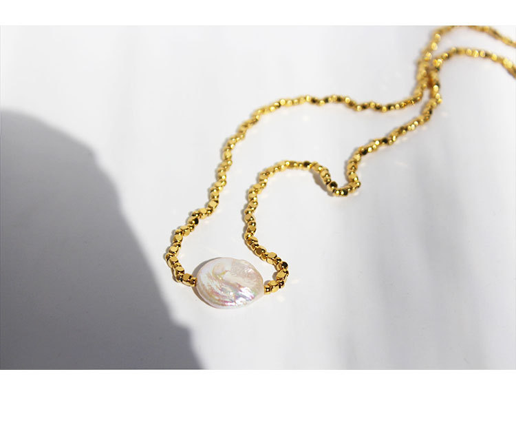 Vacuum Electroplating Baroque Pearl Gold Small Square Beads Clavicle Chain Necklace