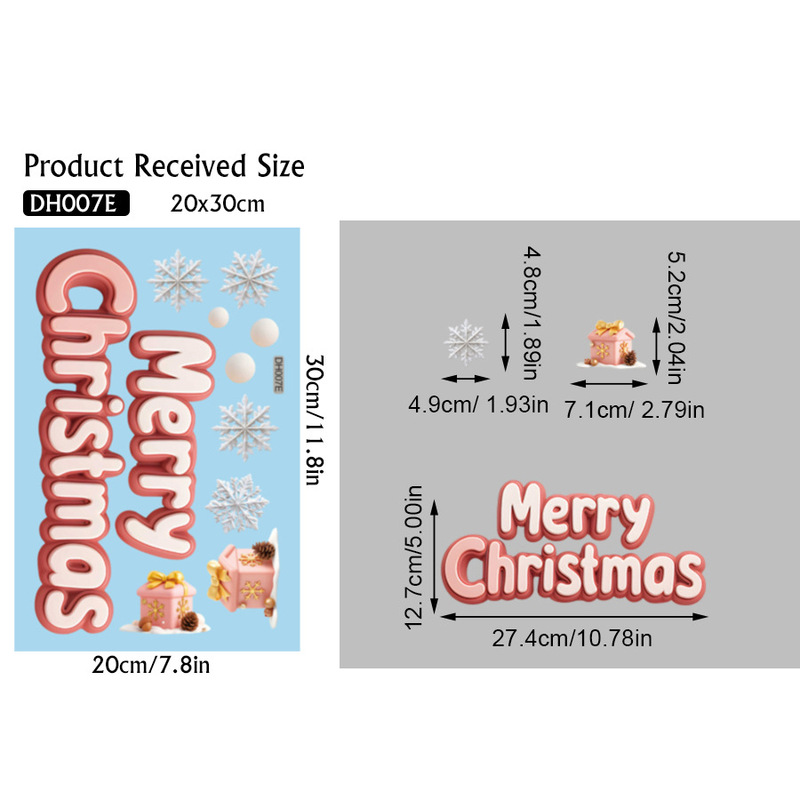 粉色圣诞节静电装饰窗贴圣诞树温馨节日氛围贴纸Merry Christmas|undefined