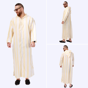 Cross-border new Muslim long hooded nightgown Amazon Middle East national costume robe men's factory wholesale