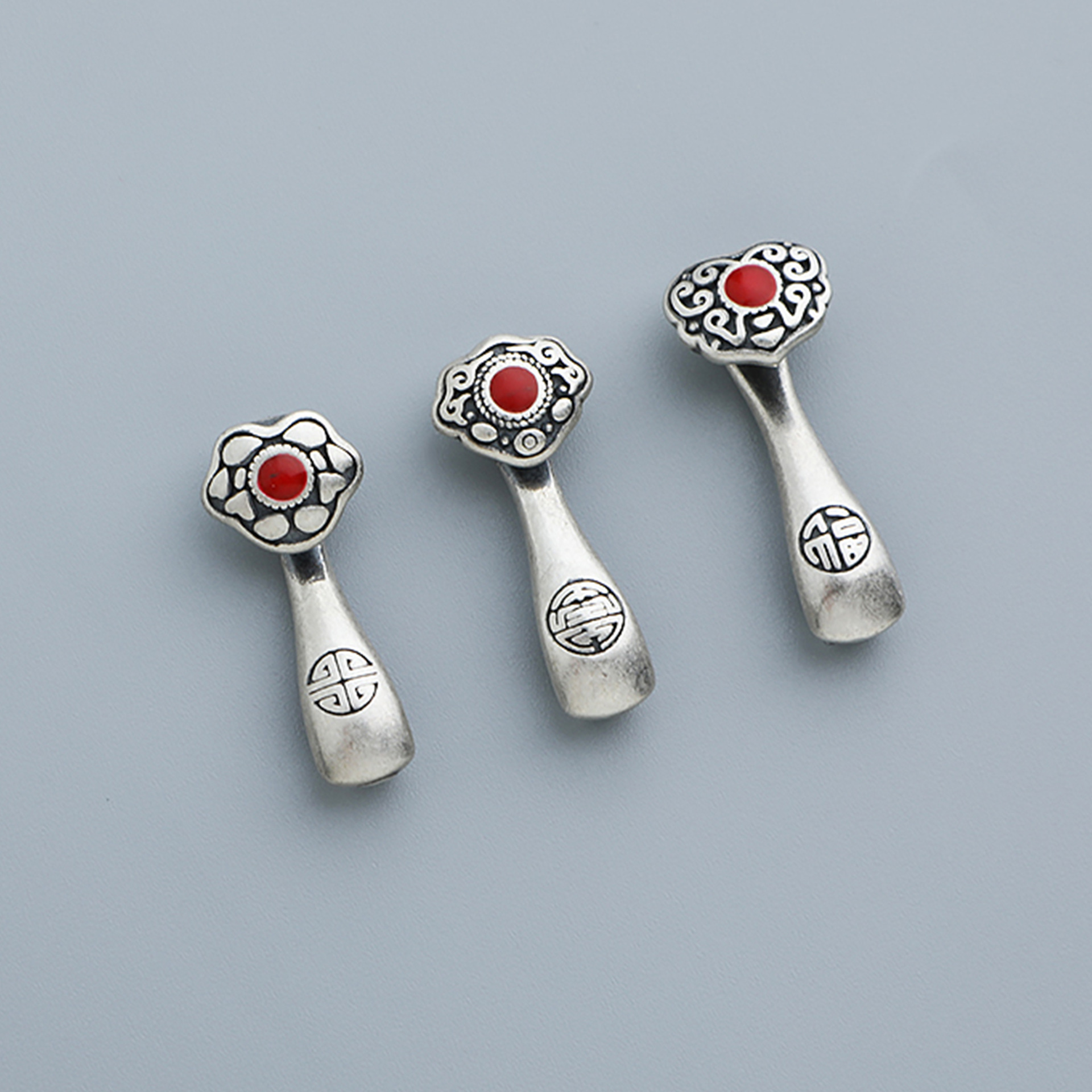 S990足銀磨砂如意手牌吊墜DIY手工編繩串珠手鍊項鍊飾品配件批發