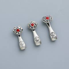 S990足銀磨砂如意手牌吊墜DIY手工編繩串珠手鍊項鍊飾品配件批發