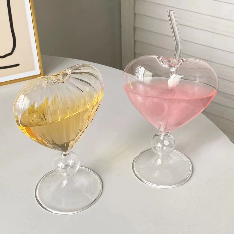 High quality summer straw with glass, cocktail coffee wineglass