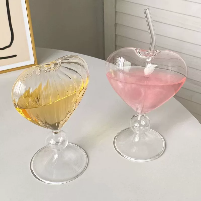 High quality summer straw with glass, cocktail coffee wineglass