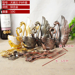 Factory-Made Swan Fruit Forks Storage, Kitchen-Style Creative Metal Craft Cutlery Set – Silver Swan Spoon Collection