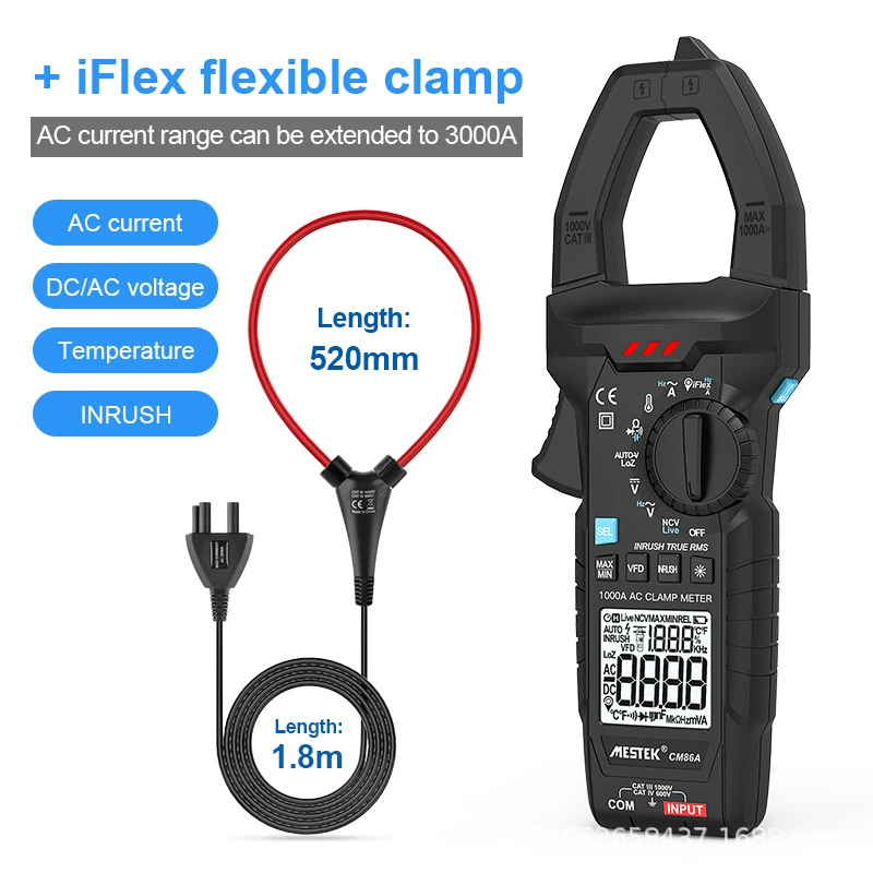 Цифровые Токоизмерительные клещи CM86A с гибким зажимом Новый Высокоточный цифровой дисплей с автоматической идентификацией переменного тока 3000A с высоким током