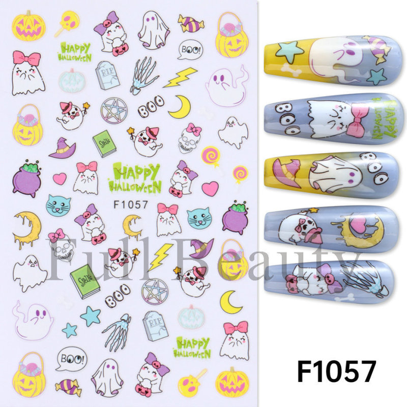 越境新作ネイルステッカーinsハロウィーン夜光蜘蛛網幽霊小鬼蜘蛛爪貼りnail|undefined