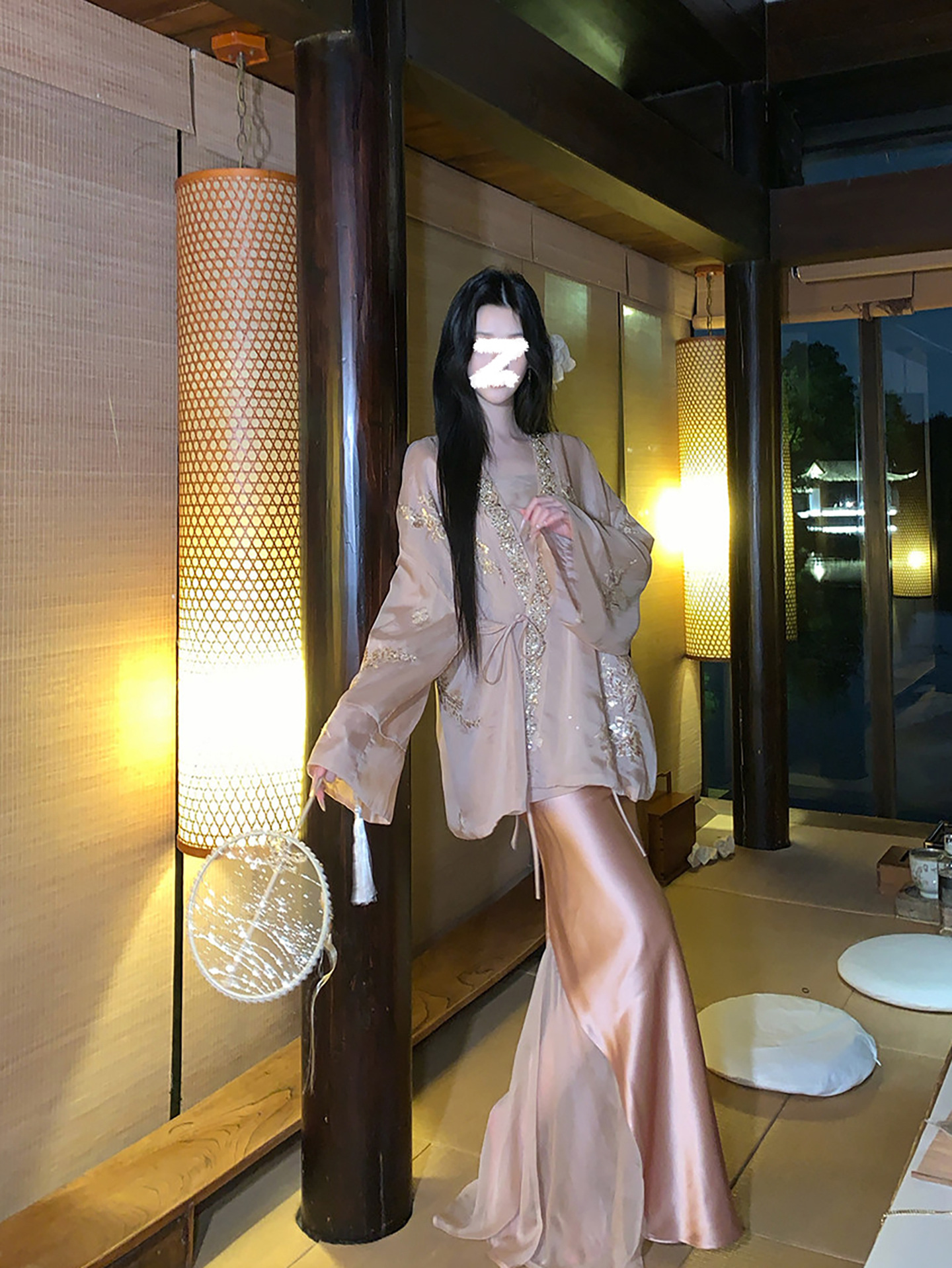Bộ áo khoác cardigan thêu đính cườm + chân váy midi phong cách tân cổ điển — bộ đồ, nửa váy, áo khoác chi tiết 1