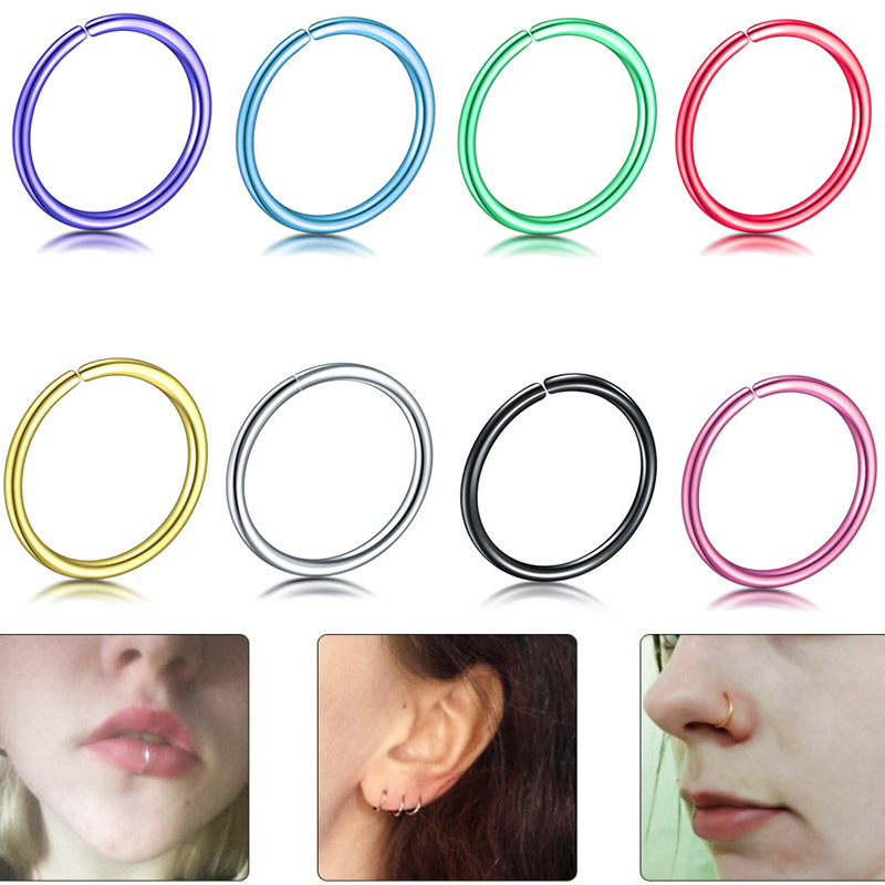 European and American Fashionable Stainless Steel Personalized Piercing-Free Lip Nail Nose Ring Body Piercing Jewelry Circle Nose Ring